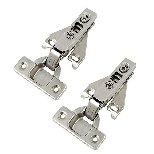 Probrico 1 Pair（2 Pack） Kitchen Cabinet Hinges for Face Frame Cabinet, Concealed Cabinet Hinges Brushed Nickel with Mounting Screws - size: 1 Pair