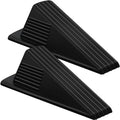 Frienda 2 Pcs Heavy Duty Rubber Door Stops Wedge Stackable,Black - color: Black
