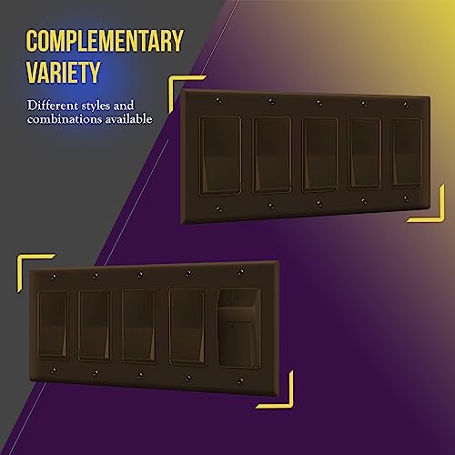 ENERLITES 5-Gang Brown Decorator Light Switch Outlet Wall Plate Cover - color: Brown, size: Standard Size