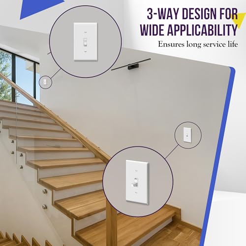 ENERLITES 5 Pack Toggle Light Switch, 3-Way Electrical Wall Switch, White - color: White, size: Switch Only