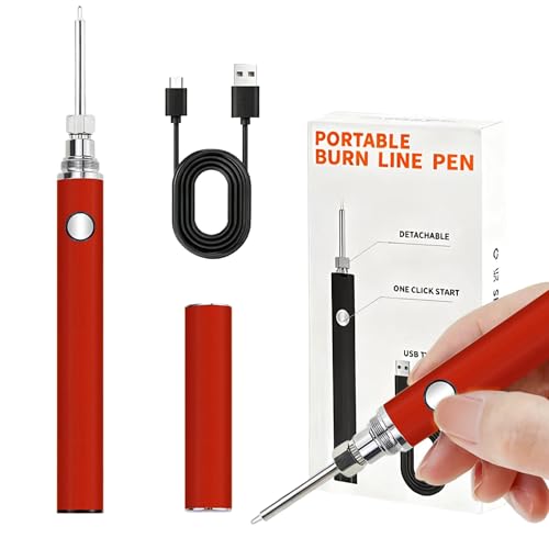 Rechargeable Wire Burning Kit, Digital Wire Burning Tool, Suitable for Bead Stringing, Leather Craftsmanship, Sewing, Weaving, Wax Carving, Wood Stamping (Red) - color: Red