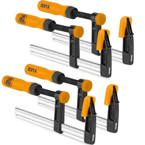 4-Pack 6-Inch F Clamps Set, Steel Bar Clamps for Woodworking - color: Yellow 4 Pack-6 Inch