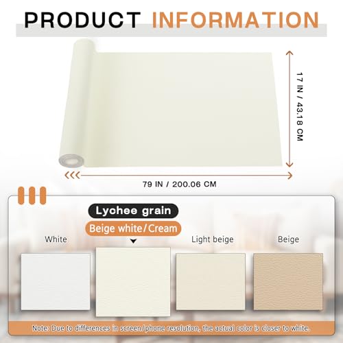 Leather Repair Tape, Leather Repair Kit for Furniture Beige White - color: Beige White, size: Litchi Grain 17 x 79 In