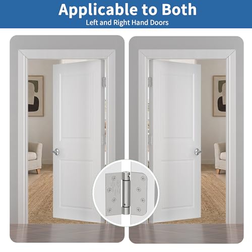 4 Inch Self Closing Door Hinges, Brushed Nickel Spring Loaded Hinges 2 Pack