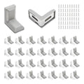 30PCS 90 Degree L Shape Metal Corner Brackets Gray Plastic Cover Right Angle Brace for Shelf Cabinet Chair Furniture, 1.1x1.1x0.7 with Screws - size: Gray