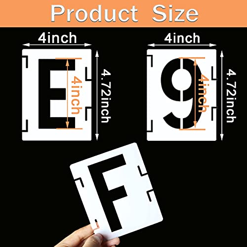 YEAJON 4 Inch Letter Stencils Symbol Numbers Craft Stencils, 42 Pcs Reusable Alphabet Templates Interlocking Stencil Kit for Painting on Wood, Wall, Fabric, Rock, Chalkboard, Sign, DIY Art Projects - size: 4 inch