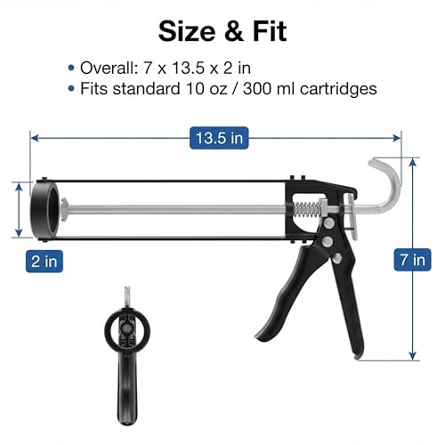 107 Series Manual Caulking Gun -10 oz Cartridge Dispenser, 7:1 Thrust Ratio, Lightweight 1.20 lbs No Drip Hand Operated Sealant & Adhesive Applicator - Professional Contractors DIY Projects - size: 10oz / 300ml, style: 7:1 Manual Gun