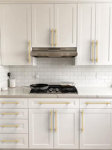 10 Pack Brushed Gold Cabinet Pulls 4 Inch(102mm) Kitchen Cabinet Handles Solid Zinc Alloy Cabinet Hardware Drawer Pulls - color: Brushed Gold, size: 4" Hole Center