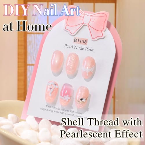Double Rhythm 15ML Glitter Gel Polish Shimmer Reflective Full Size Color for Nail Art Salon DIY at Home (Pearl Nude Pink-B1138) - color: Nude PinK