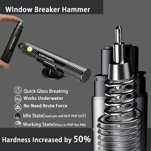 4 Pack Safe Hammer,Seatbelt Cutter and Window Glass Breaker Keychain,Auto Rescue Tool,Underwater Window Breaker,Window Breaker Tool for New Cars, Car Emergency Kit - color: Red+Red+Red+Red