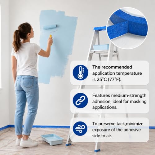 Blue Painters Tape 1 Inch Wide, 2 Rolls x 60 Yds Blue Masking Tape - size: 2 Rolls Blue Painters Tape 1 Inch x 60 Yards Each