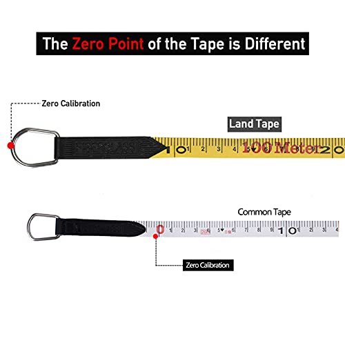 LAND 330FT/100M Heavy Duty Fiberglass Tape Measure - 1/2-Inch Wide, Dual Inch/Metric Scale, Durable Open Reel Measuring Tape for Surveying, Engineering, Runway Construction - size: 100 m