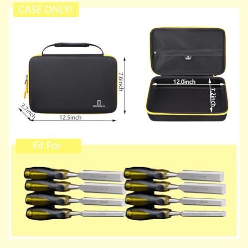Tourmate Hard Storage Case for HURRICANE/MECHEER/WFOEJEJ/WORKPRO/Milwaukee Wood Chisel Set - Travel Box Suitable for 4/8 Piece&Complete Sets of Chisels(Box for Sale) (Black & Yellow, L (16 PCS)) - size: L (16 PCS)