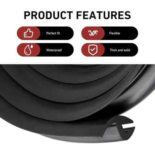 1.7M/5.6Ft Windshield Cowl Rubber Seal Strip, Front Rear Windshield Seal Strip, H-Shape Rubber Sunroof Seal, Universal Cuttable Weather Stripping Molding Trim Strips for Door Window