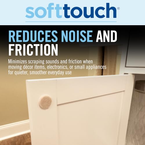 SoftTouch 3/8" Round Mini Self-Stick Furniture Slider Felt Pads for Hard Surfaces, Noise-Reducing Adhesive Furniture Moving Pads for Beds, Sofas, Dressers, 84-Count, Beige