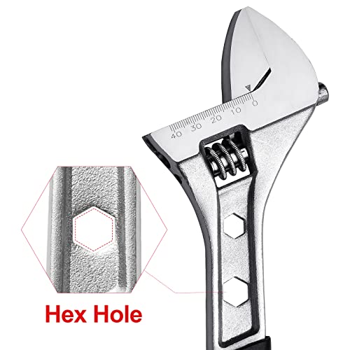Jetech 12 Inch Adjustable Wrench with Softgrip Handle, Professional Shifter Spanner, Wide Caliber Opening, Chrome Vanadium Steel, Rust-Resistant Finish, Heavy-Duty - size: 12 Inch