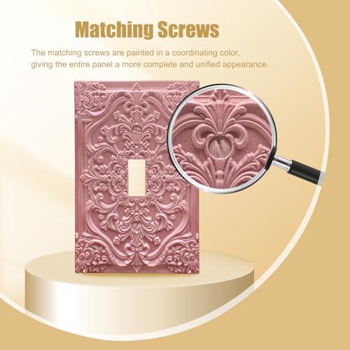 Decorative Light Switch Plate Covers Pink Flower Elegant 3D Floral Embossed 1 Gang Light Switch Cover Plate Single Toggle Wall Plate Outlet Covers Faceplate for Bedroom Home Decor - color: Pink, size: 1-Gang Toggle/ 5 x 3 IN