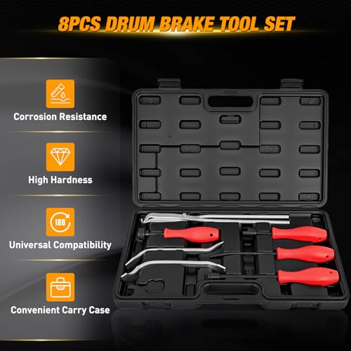 GOOACC 8PCS Drum Brake Tool Kit w Spring Pliers Adjustment Spoons Set Black - color: 8pc Brake Tool Black
