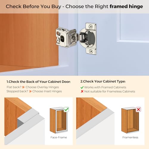 Soft Close Hinges for Kitchen Cabinet Hinges, 1-1/4 Inch Overlay, 10 Pack - size: 1-1/4 inch Overlay