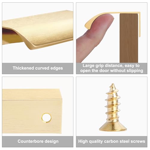 Malimali 5 Pack 3.15" Gold Edge Finger Pulls for Cabinets, Drawer Handles - color: Brushed Gold, size: 80mm/3.15" (5Pcs)
