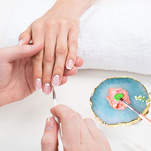 2 Pieces Resin Nail Art Palette, Nail Art Painting Gel Palette Gold Edge Color Makeup Display Board Nail Art Display Cosmetic Mixing Tools - color: Blue, White