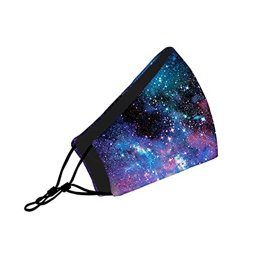 Washable Face Mask with Adjustable Ear Loops & Nose Wire - 3 Layers, Made in USA - color: Galaxy - Black