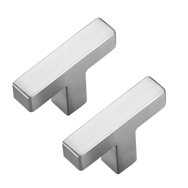 3 Pack Brushed Nickel Cabinet Knobs, 2in Length Square Bar Drawer Pulls | Single Hole Grip, Stainless Steel Build, Kitchen Cabinet Restyle, For Drawers, Dressers, Cupboards, Closet Doors - color: Brushed Nickel, size: 3 Pack, style: Square