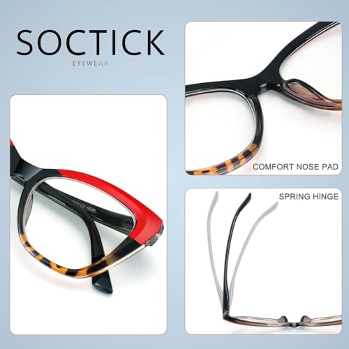 3 Pack Oversized Reading Glasses for Women with Spring Hinge - color: 3 Pack Mix C3*
