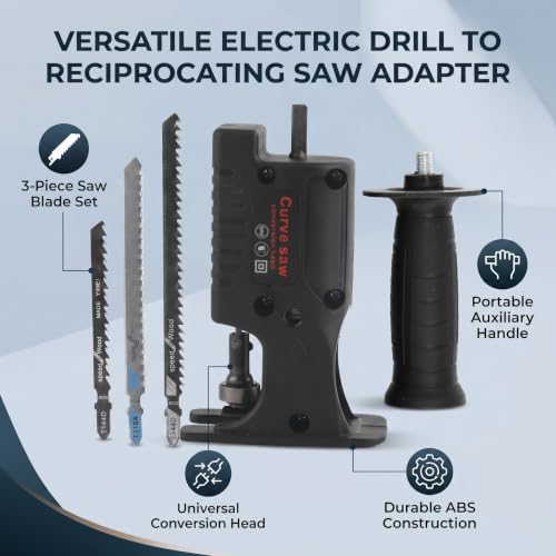 Reciprocating Saw Adapter Electric Drill to Reciprocating Saw Adapter, Hand Drill to Reciprocating Saw Chainsaw Conversion Head Kit, Woodworking Hand Saw Drill Jig Saw Attachment