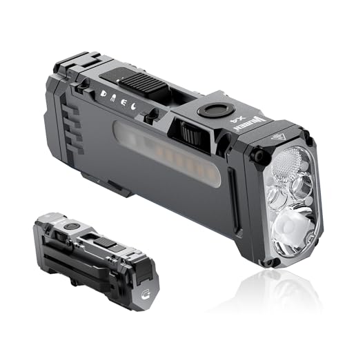 WUBEN X4 Flashlight Rechargeable,Compact EDC Light with RGB Lighting - color: Gray