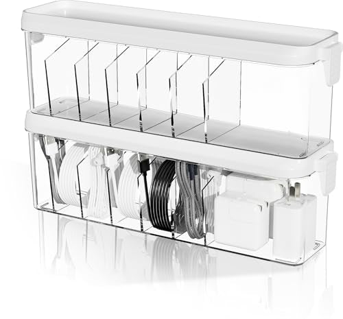 Desktop Charger Cord Storage Organizer Box Cable Organizer Box With Lid