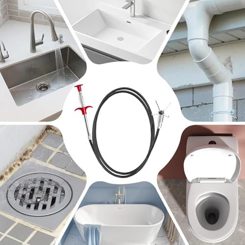 61-Inch Flexible Drain Snake with 4-Claw Grabber for Sink, Shower & Tub - style: 61 IN