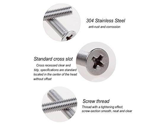940pcs M2 M3 M4 M5 Phillips Countersunk Flat Head Machine Screws Hex Nuts Flat Washers Assortment - size: M2 M3 M4 M5 940pcs (Countersunk Head-304)