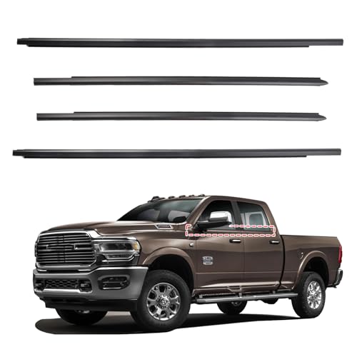 ItranMc Weatherstrip Window Molding Trim Seal For 2009-2021 Dodge Ram 1500 2500 3500 4500 5500 Truck Crew Cab,Black Outer Door Window Trim Seal Belt,Replace#55112376AH 55112377AH 55372138AH 55372139AH - style: Dodge Ram 2009-2021