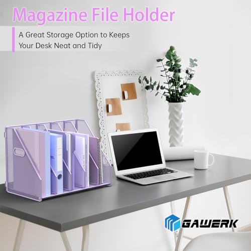 MINDEPOT Desk File Organizer Folder Holder with 5 Vertica for Office Purple - color: Purple