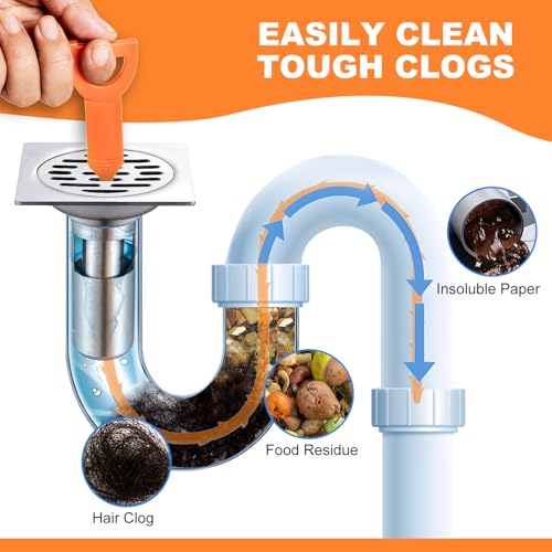 Drain Snake Clog Remover - 4 Pack 20 Inch Flexible Hair Tool - style: Drain Snake 4pcs