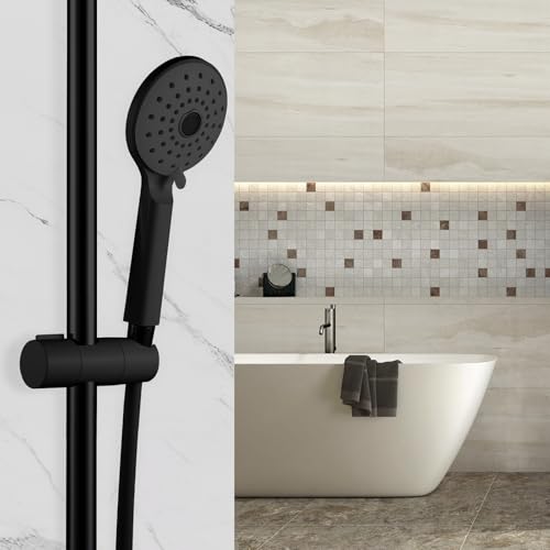 OFFO Shower Head Holder for Slide Bar Adjustable 0.75-1.00 in(19-25mm) O.D, Adjustable Holder for Slide Bar Slider Clamp Bathroom Replacement, 45 Degree Rotation Sprayer Holder, Matte Black - style: Matte Black