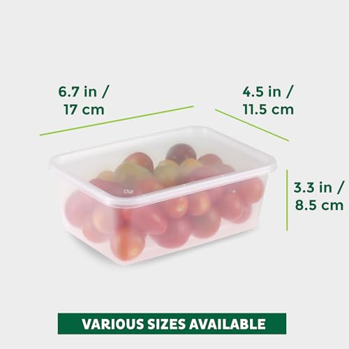 Freshware Food Storage Containers [50 Set] 34 oz Plastic Deli Containers with Lids, Slime, Soup, Meal Prep Containers, BPA Free, Stackable, Leakproof, Microwave, Dishwasher and Freezer Safe - color: Clear, size: 34 oz - 50 Set