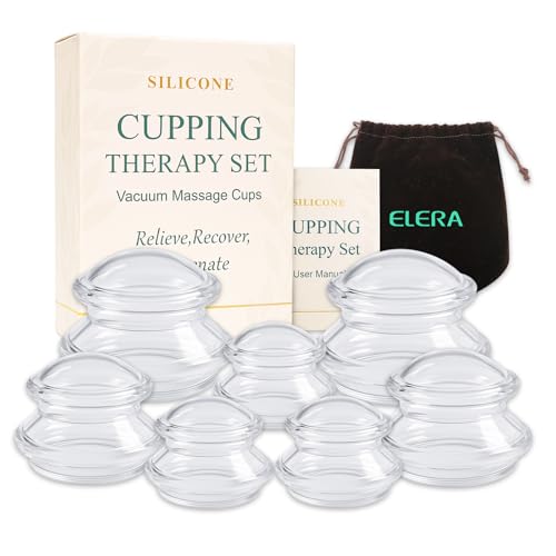 ELERA Silicone Cupping Therapy Set, Professionally Chinese Massage Cups for Cupping Therapy and Cellulite Reduction (7 Cups) - style: 7 Cups (L M S size)