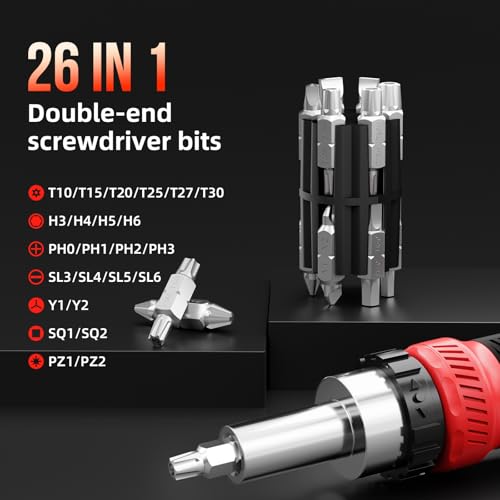 SHARDEN 26-in-1 Ratcheting Screwdriver Set Multi Screwdriver Tool Kit - color: Red, size: Ratchet-NonExtendable