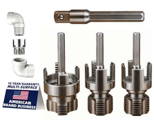 6 in 1 PVC Pipe Threading Tool – Reinforced Hardened Alloy Internal & External Threader Kit for 1/2", 3/4", 1" Pipes, No Chipping No Slippage – Pro Plumbing Tool for DIY Repairs