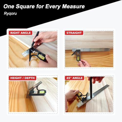 12-Inch Adjustable Combination Square, Metric & Imperial with Level