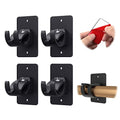 CIEMGNZOC 4 PCS Curtain Rod Bracket Holder, Universal Self Adhesive Wall Mount fits Support Curtain 0.6'' to 1.5'' Curtain Rod, Curtain Rod Hooks for Bathroom Kitchen(Curtain Rod Not Included)(Black) - color: 4 Pcs Black