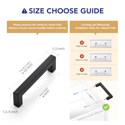 Ravinte Matte Black Square Cabinet Handles Drawer Pulls 4 Inch 30 Pack - color: Matte Black