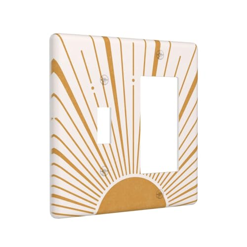Boho Gold Sun Mid Century Sunrise Simple Outlet Covers 1 Toggle 1 Rocker Combination Decorative Wall Plate Electrical Switch Plates Light Switch Cover Plate for Bedroom Living Room Decor - color: Boho Gold Sun Mid Century Sunrise Simple, size: 1 Toggle 1