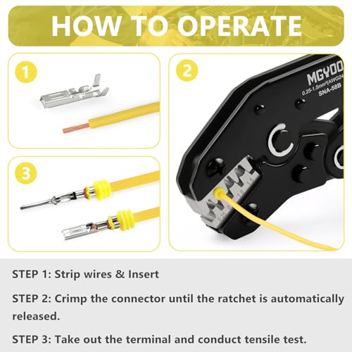 Wire Crimping Tool Open Barrel Terminals Ratchet Wire Crimper for Molex Style Deutsch Pin DELPHI AMP Dupont JST TYCO Connectors 24-14 AWG