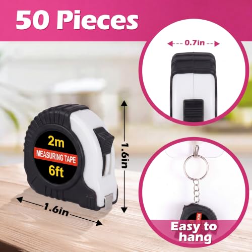 Kanayu 50 Pcs Pcs Mini Measuring Tape with Keychain, 6 ft, White - color: White, size: 6 ft