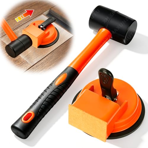 Floor Gap Fixer Tool, Heavy Duty Suction Cup Repair Laminate Flooring Gaps, Adjustable Leveling Setter with 10 Sticky Pads & 1 Rubber Mallet for Hardwood, Vinyl Plank, LVP & Tile Flooring Installation