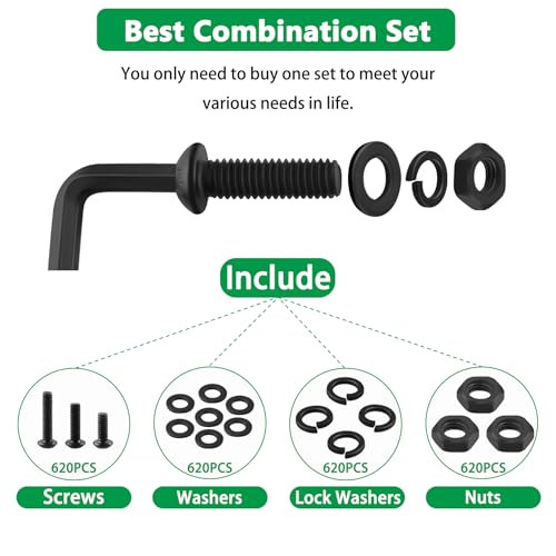 2404PCS Screw Assortment Kit, M2-M5 10.9 Alloy Steel Hex Button Cap Bolts - size: M2 M3 M4 M5 2480pcs 2