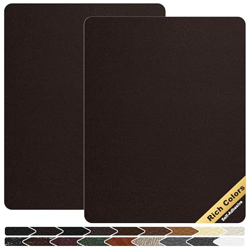 KING MOUNTAIN Leather Repair Patch,2 Packs 9 x 11 Inches self Adhesive Leather Repair Tape for Damaged Leather Furniture, Sofa Seating,Car Seats, Leather Goods（Fine Grained Dark Brown） - color: Fine Grained Dark Brown, size: 9" x 11"